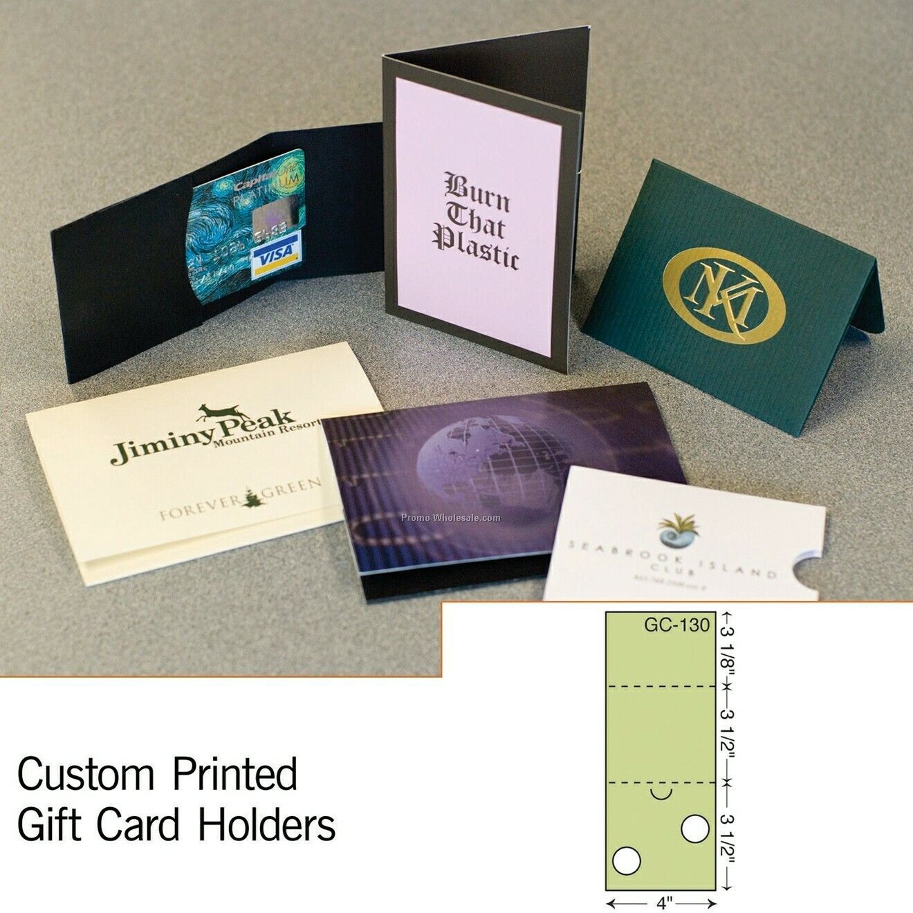 3-3/8"x4-3/4" Card Holder W/ Fold-over Flap & 1 Pocket (Foil Stamp/Emboss)