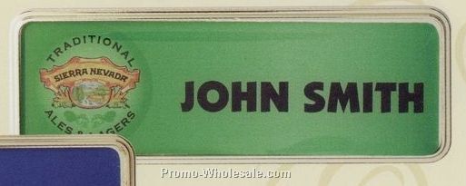 3"x1" Rectangle Impression Name Badge W/ Pin Back Attachment