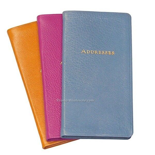 3"x6" Pocket Address Book W/ Premium Brights Leather Cover
