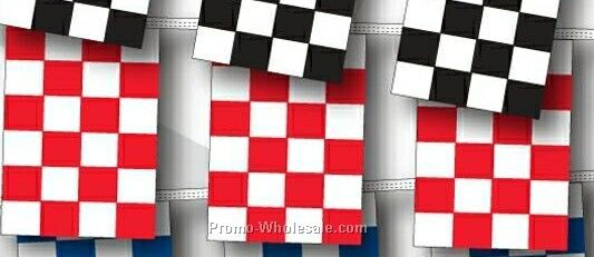 30' 8 Mil Rectangle Checkered Race Track Pennant - Red/ White