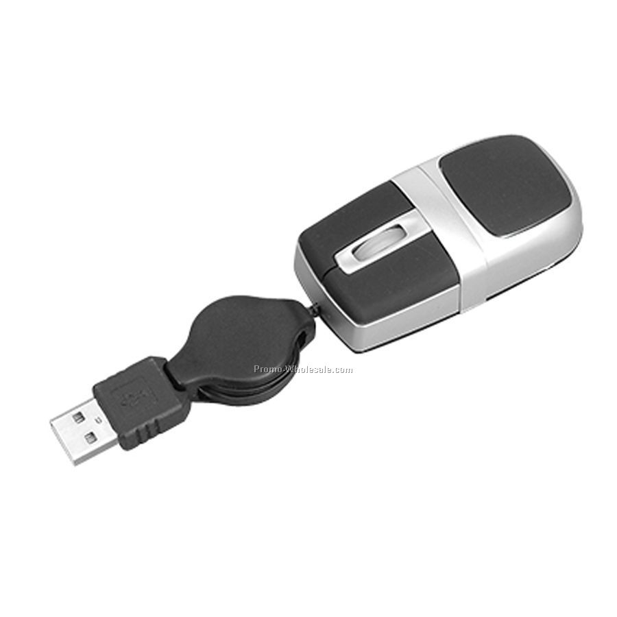 3d Super Mini Optical USB Mouse W/ Retractable Cord