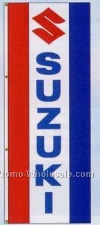 3'x8' Stock Single Face Dealer Rotator Logo Flags - Suzuki