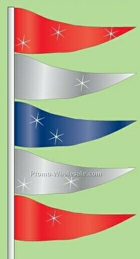 4"x12" Stock Totem Antenna Pennant - Red/ Silver/ Blue