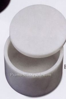4"x2" Round Box W/ Removable Lid - White Marble