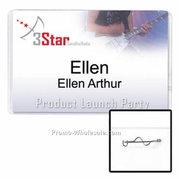 4"x2-1/2" Vinyl Nametag Holder W/ Pin Attachment