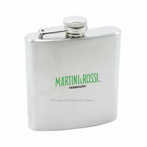 4"x4-1/2"x3/4" 6 Oz. Stainless Steel Hip Flask - Laser