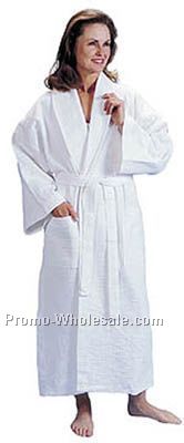 48" Waffle Weave Shawl Collar Robe (White)