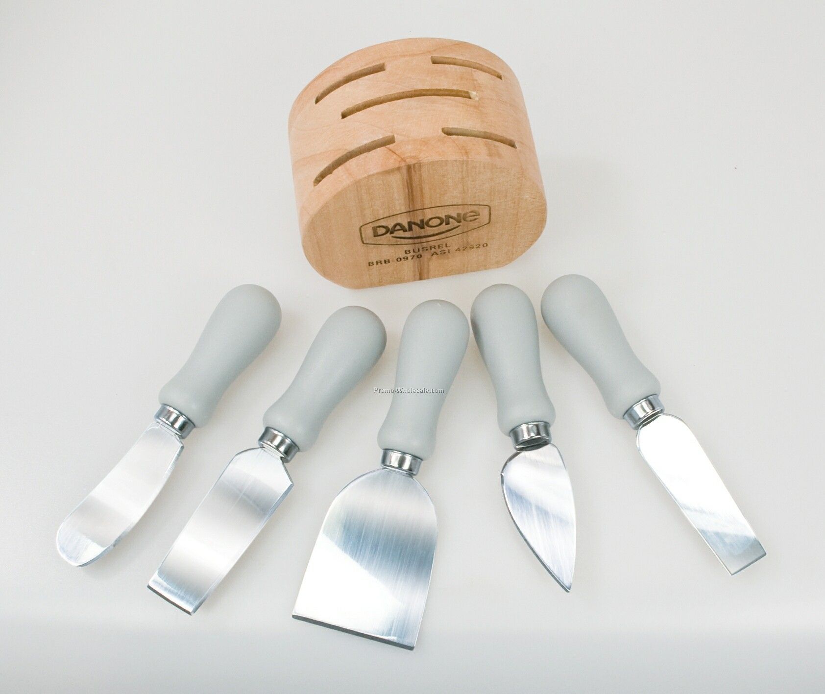 5 Pieces Cheese Knife Set In Wooden Stand