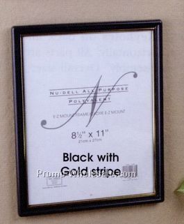 5"x7" Ez Mount Document Frame W/ Gold Stripe (Black)