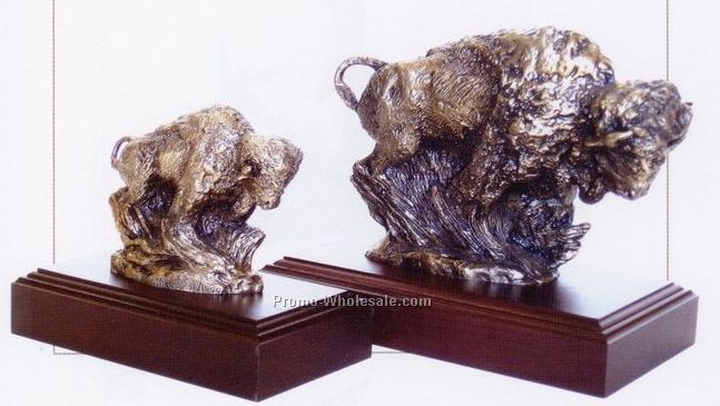 6" American Bison Sculpture - Charge
