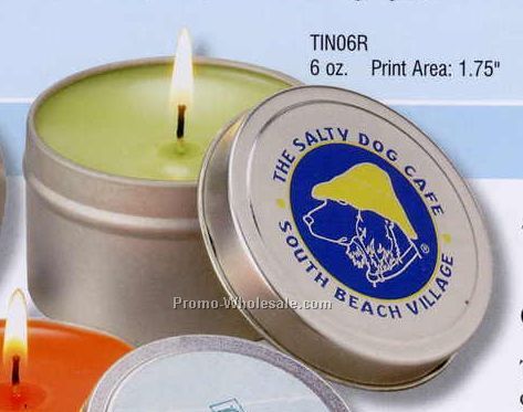 6 Oz. Scented Travel Candle In Tin W/ 35 Hours Burn Time