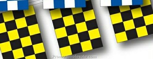 60' 8 Mil Rectangle Checkered Race Track Pennant - Black/ Yellow