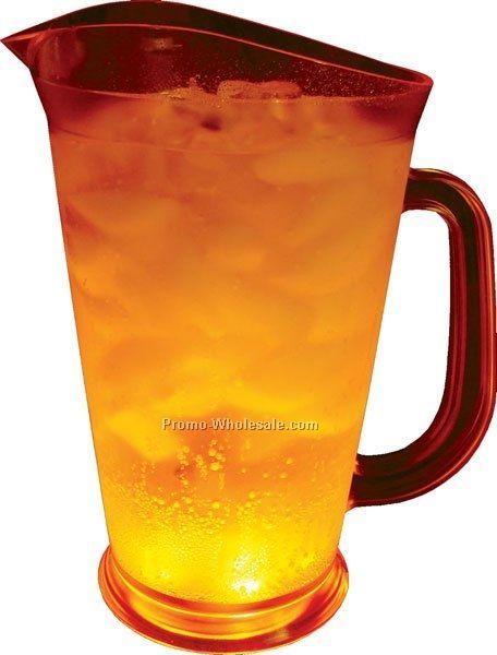 60 Oz. Orange Light Up Pitcher W/ 5 White LED Lights