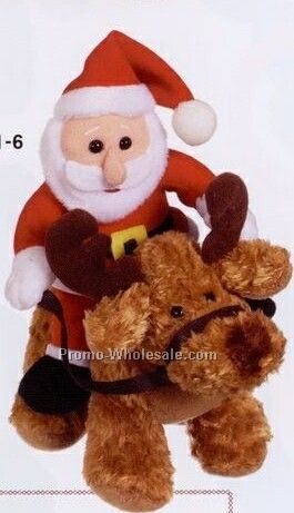 7" Santa On Reindeer Doll