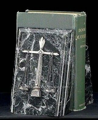 7-1/4" Fancy Beveled Black Zebra Marble Legal Scale Bookends