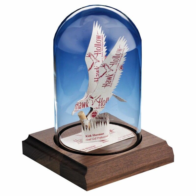 7-1/4"x5"x5" Eagle Business Cards In A Bottle Domed Sculpture