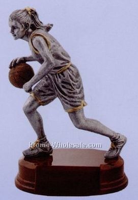 8" Sport Sculpture W/ Radiant Mahogany Finish Base (Female Basketball)