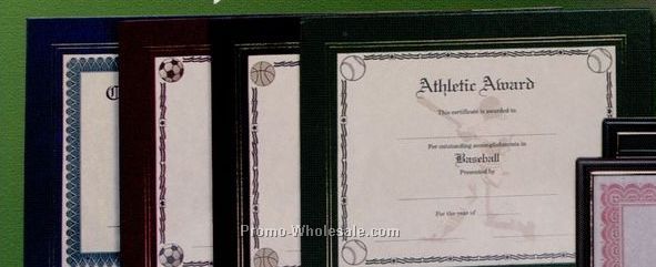 9-1/2"x12" Green Leatherette Certificate Frame