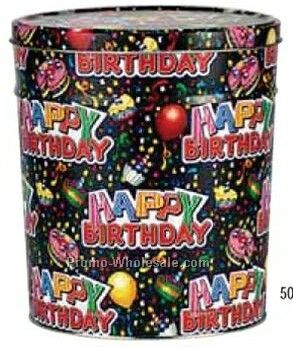 9-7/8"x7-1/4" Decorative Round Tin & Pail - Birthday Wishes