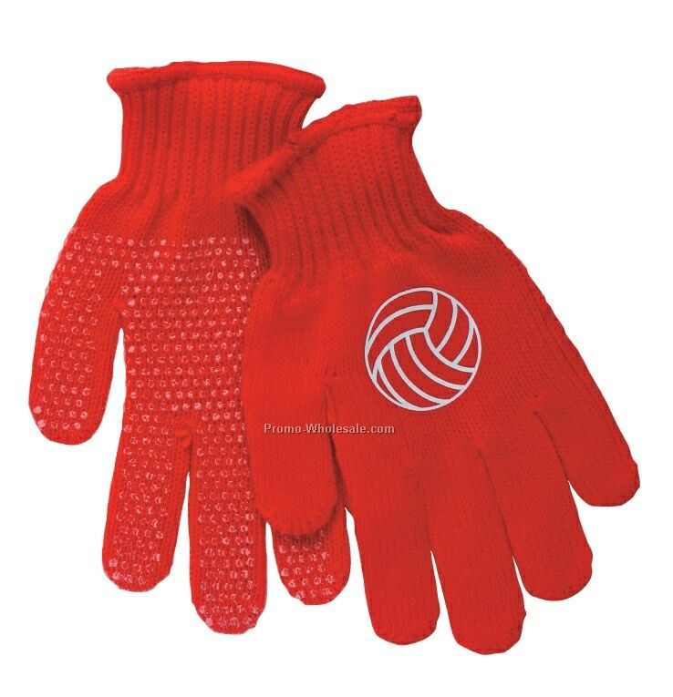 Acrylic String Knitted Glove With Pvc Dot Palm (S - L)