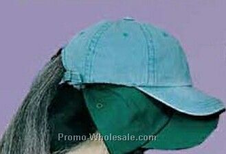 Adjustable Cotton 6-panel Cap W/ Attached Ponytail