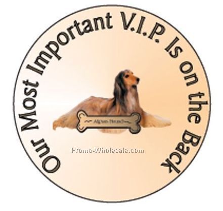 Afghan Hound Round Hand Mirror W/ Full Mirror Back (2-1/2")