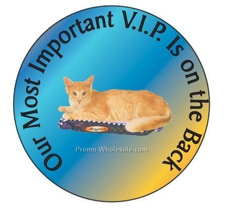 Angora Cat Round Hand Mirror W/ Full Mirror Back (2-1/2")