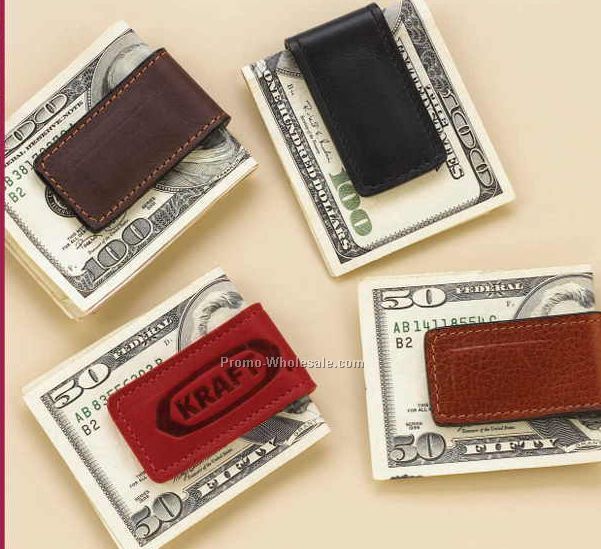 Aniline Glazed Calfskin Magnetic Money Clip