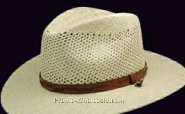 Beige Straw Stetson Legendary Hats W/ Leather Strap