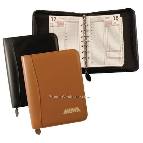 Black Vinyl Zippered Daily Organizer