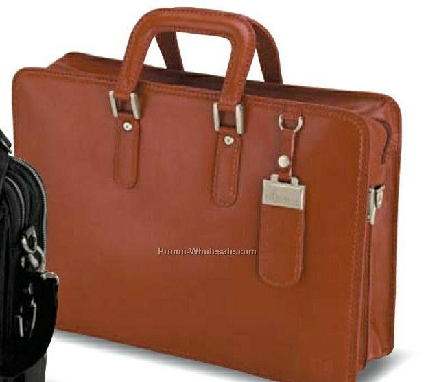 Brescia Brown Panarcci Leather Briefcase 17-1/4"x12-1/2"x5"