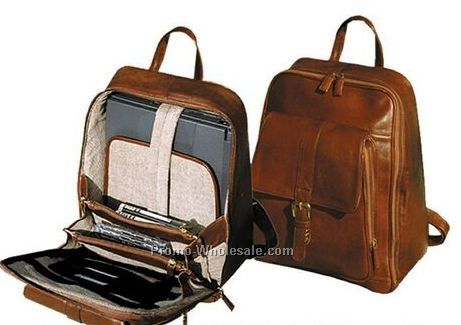 Brown Hand Stained Calf Workbag / Computer Backpack