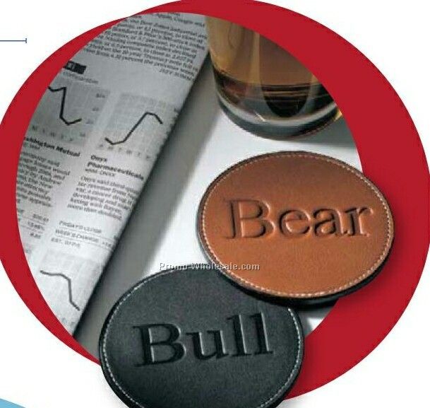 Bull/ Bear Cowhide Leather Coaster