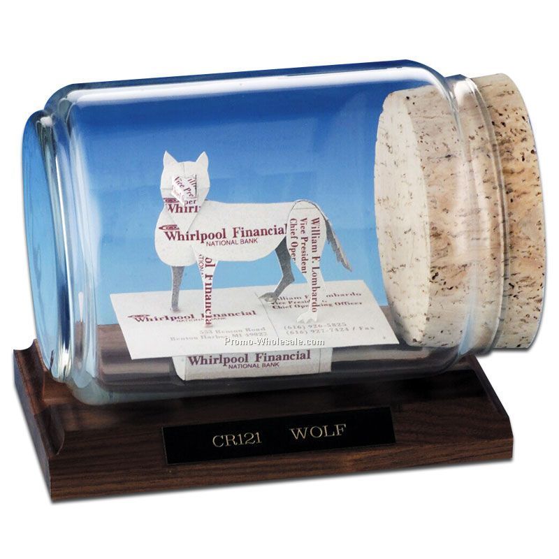 Business Card In A Bottle Sculpture - Wolf