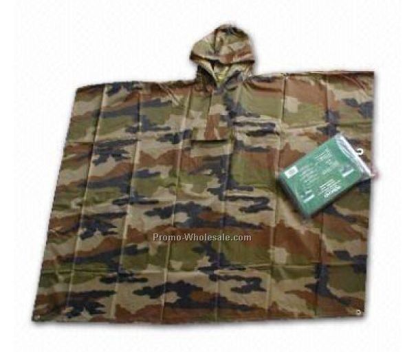 Camouflage "camo" Reusable Pvc Rain Poncho