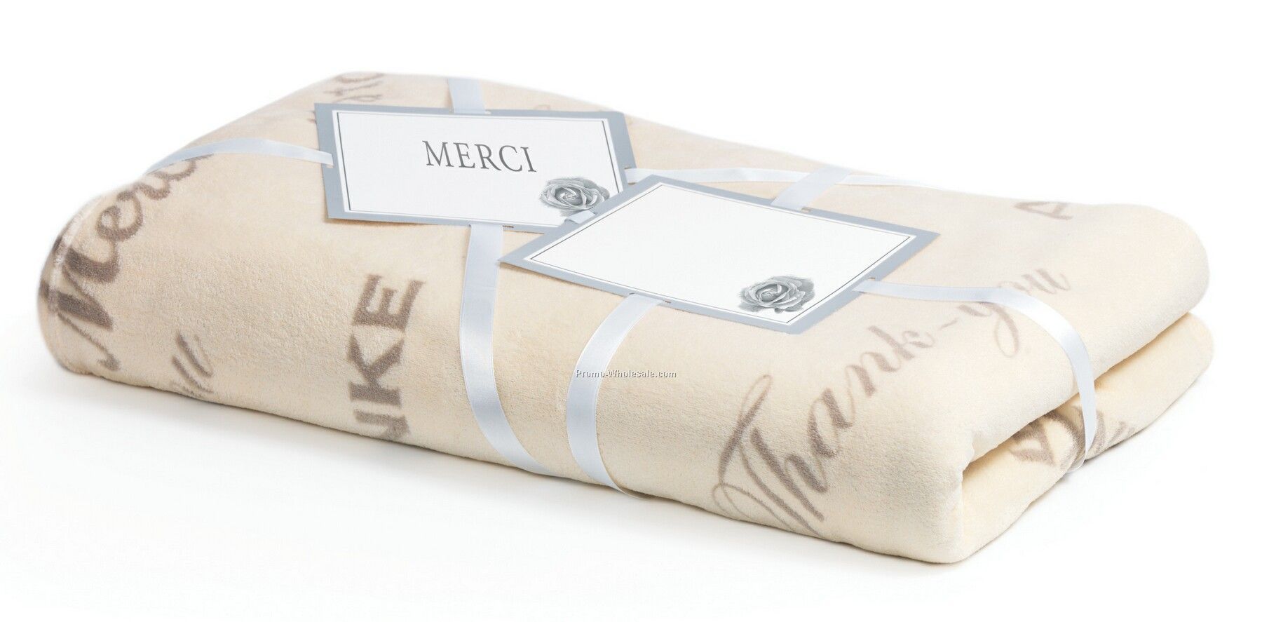 Cream 50"x60" Thank You Velura Blanket