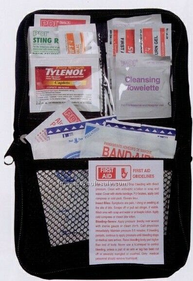 Deluxe First Aid Kit In Black Nylon Zipper Case