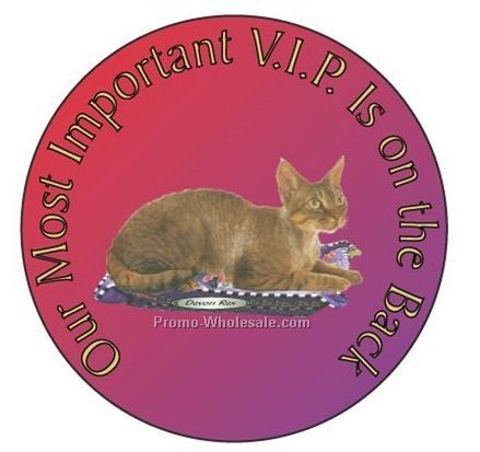 Devon Rex Cat Round Hand Mirror W/ Full Mirror Back (2-1/2")