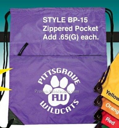 Drawstring Backpack With Large Zippered Front Pocket