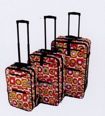 Fashion Luggage 3 Piece Set Collection B Dots (Green/Red/Orange/Pink)