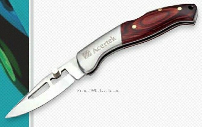 Giftcor Lockback Steel & Wood Knife 4"x1"