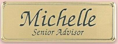 Gold Metal Name Badge W/Plastic Insert(1-1/16"x3-1/16")