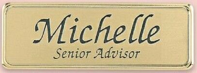 Gold Metal Name Badge W/Plastic Insert(1-1/16"x3-1/16")