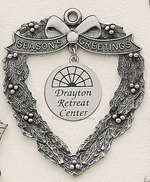 Heart With Silkscreen Dangle Cast Ornament Stock Design Collection