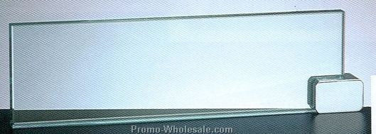 Jade Glass Nameplate W/ Brass Rectangle Corner Holder