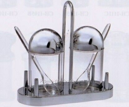 Jam & Jelly Server Set With Chrome Top & Holder