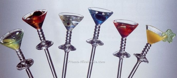 Jubilee 6 Piece Acrylic Colorful Martini Picks Set