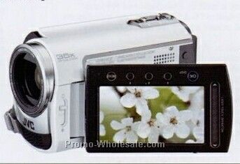 Jvc Silver Slim Hdd/ Microsd Hybrid Camcorder W/ Konica Minolta Lens