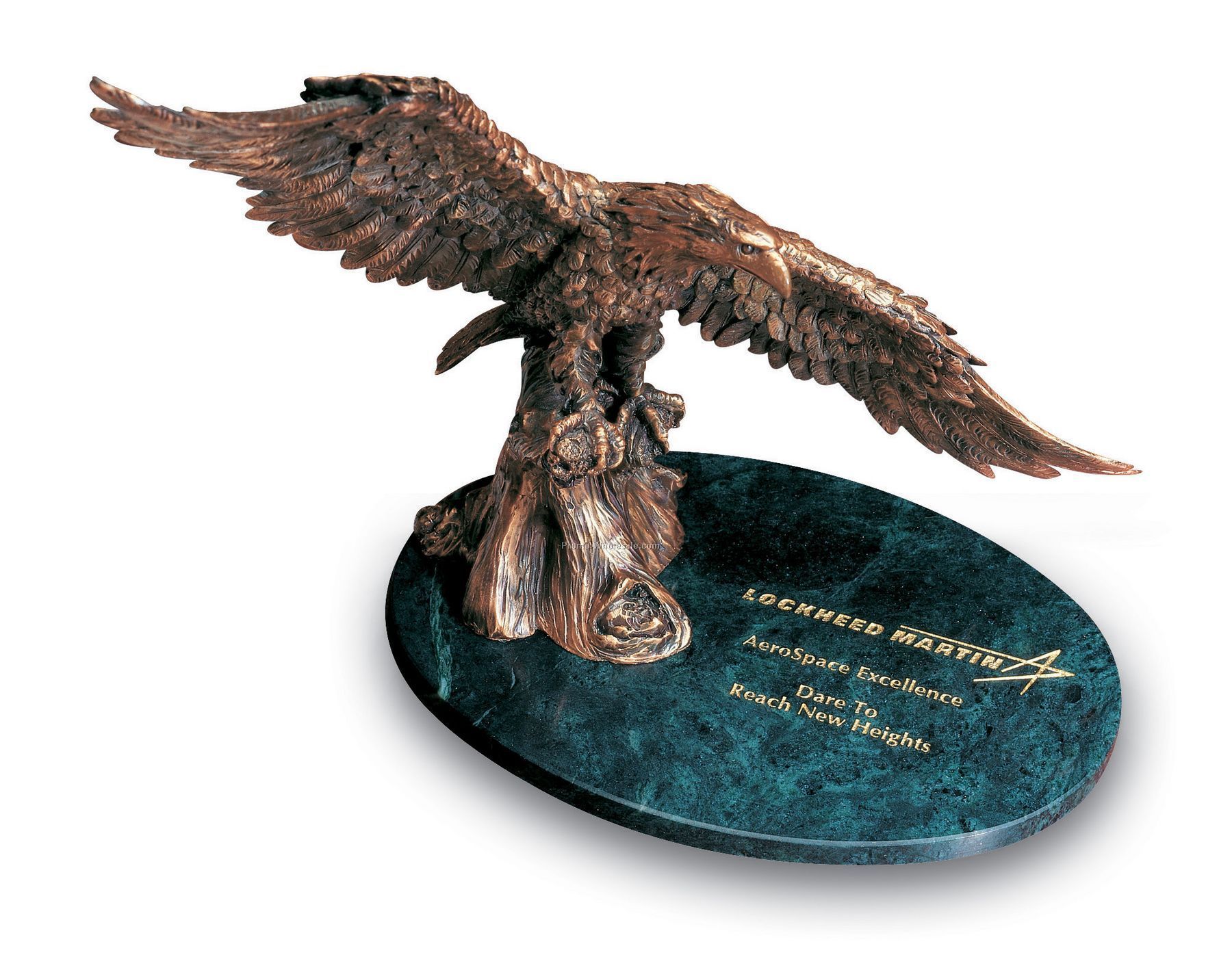 Large Victory Eagle Award W/ Green Marble Oval Base