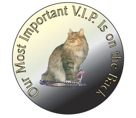 Maine Coon Cat Round Hand Mirror W/ Full Mirror Back (2-1/2")